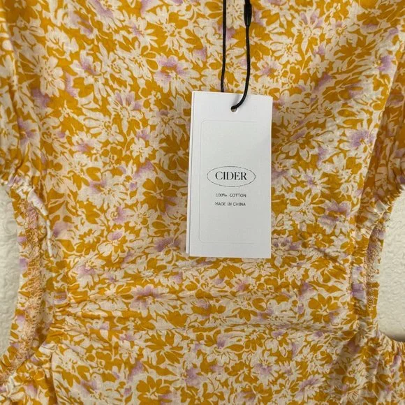 Cider Yellow Floral Cut Out Mini Dress NWT - Picture 6 of 8